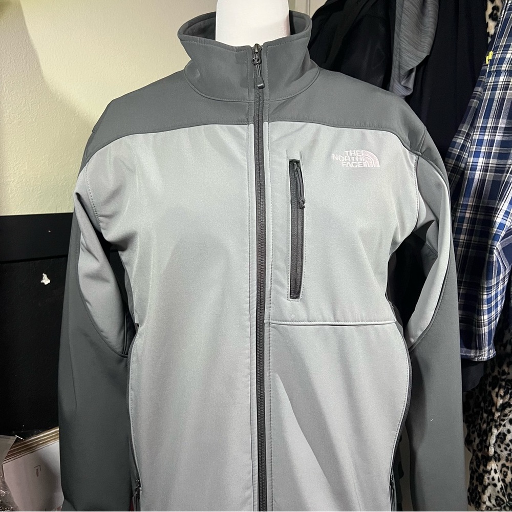 The North Face Mens Jacket Size L Black Grey Euc Polyester Elastane￼ Full Zip